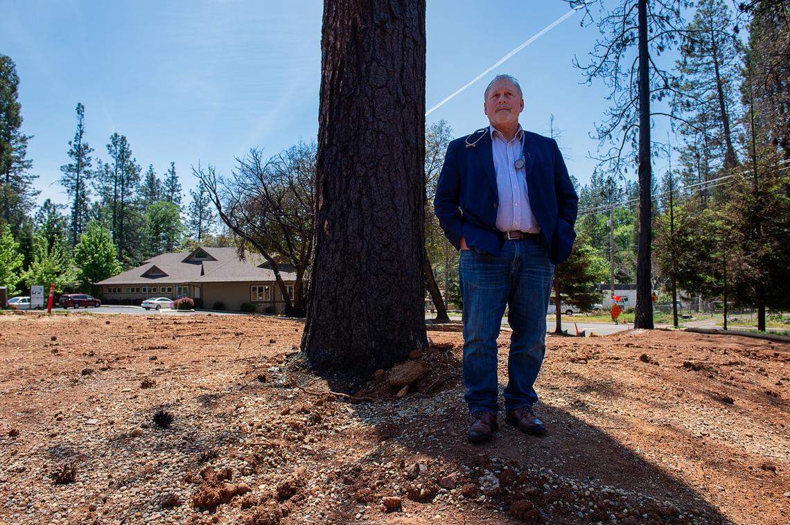 Dr. Richard Thorp, president of Paradise Medical Group stands on the former location of one of their medical offices on Monday, May 6, 2019 in Paradise.