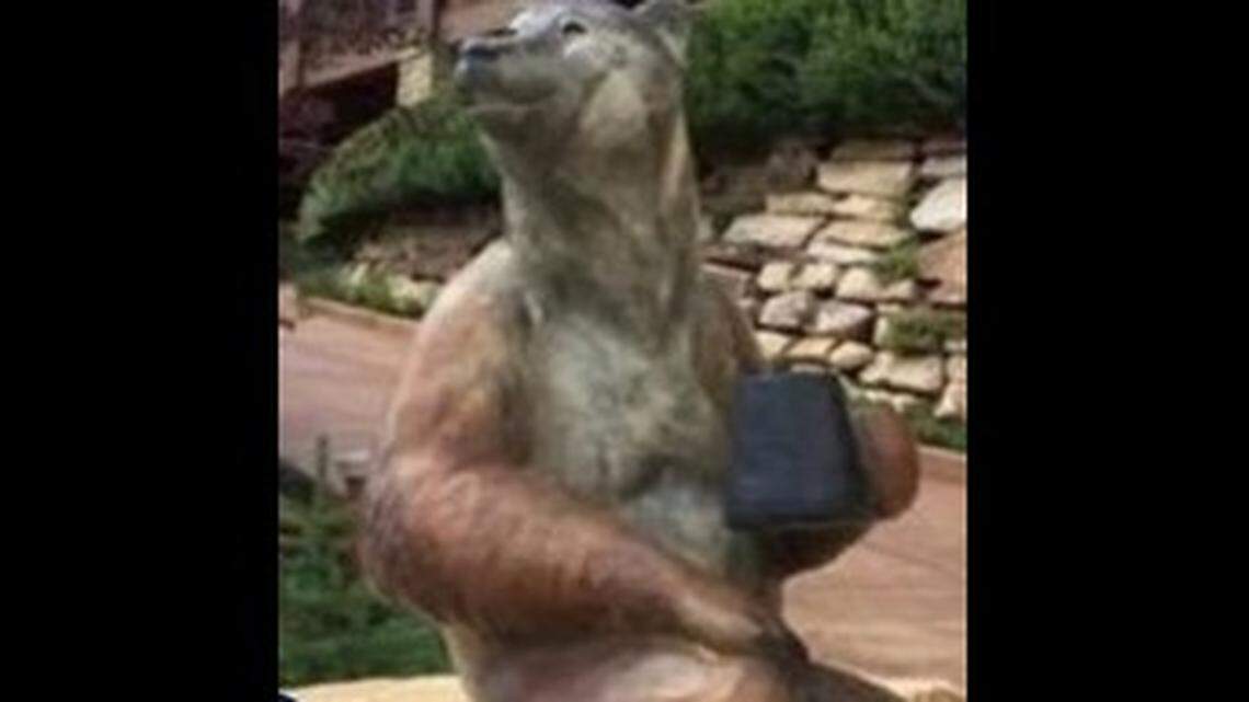 A statue of a bear holding a coffee cup has gone missing for a second time in Park City, Utah police say.