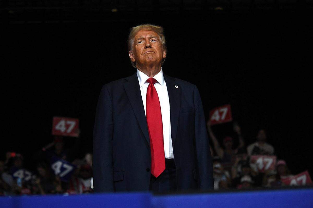 Donald Trump speaks during a rally at the Grand Sierra Resort in Reno on Oct. 11, 2024.