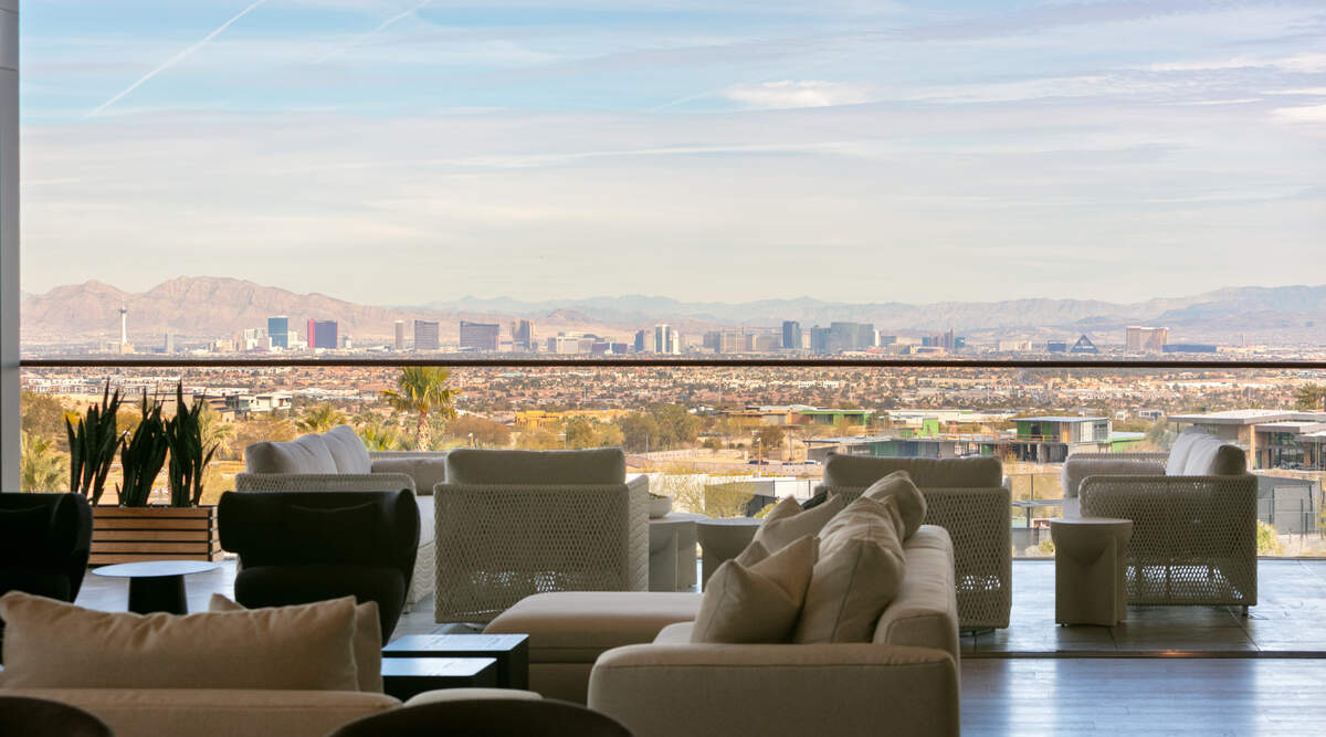 The five bedroom penthouse has views of the Las Vegas Strip and the mountains.
