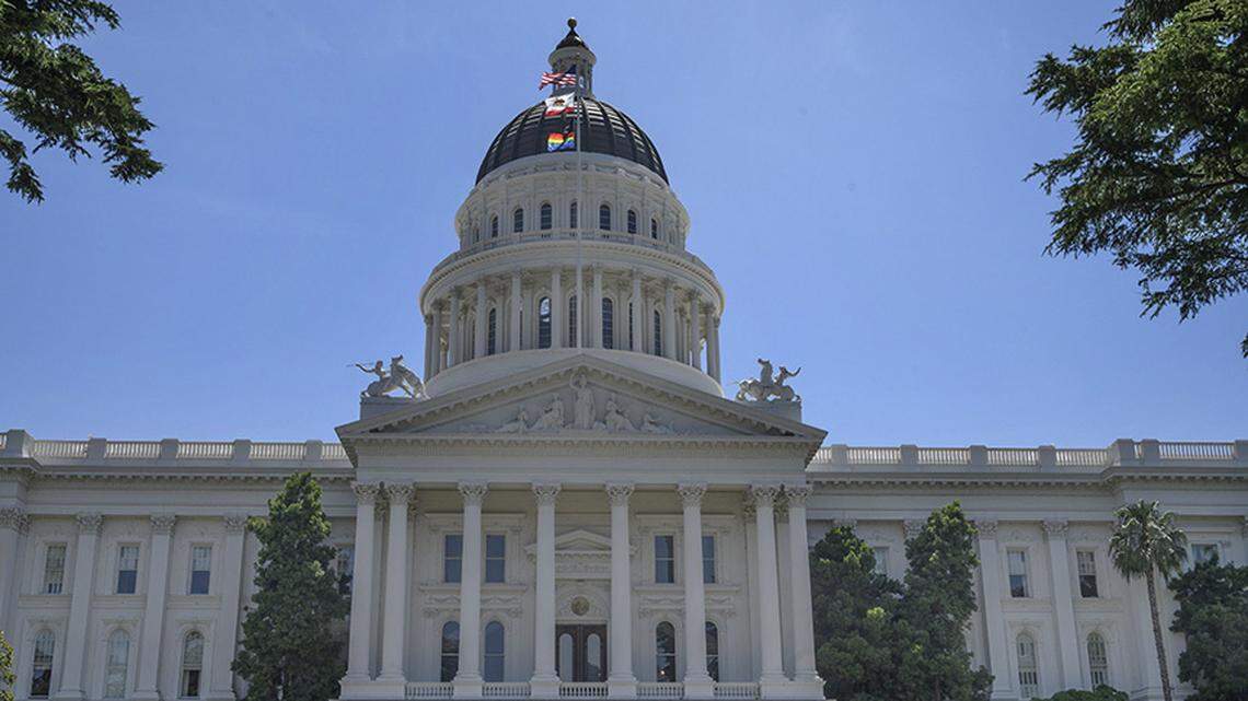 Gov. Gavin Newsom celebrated LGBTQ Pride Month by flying a rainbow pride flag on the main flagpole of the California state Capitol on June 17, 2019. It was first time the flag has been flown on the flagpole in state history.