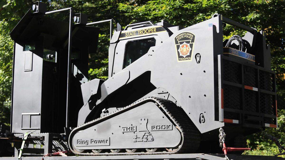 The Rook, a armored critical incident vehicle, is seen in use by the Pennsylvania State Police in Canadensis, Pa., in 2014. On Tuesday, the Sacramento City Council voted to authorize the purchase of a similar vehicle by the Police Department using federal grant funds.