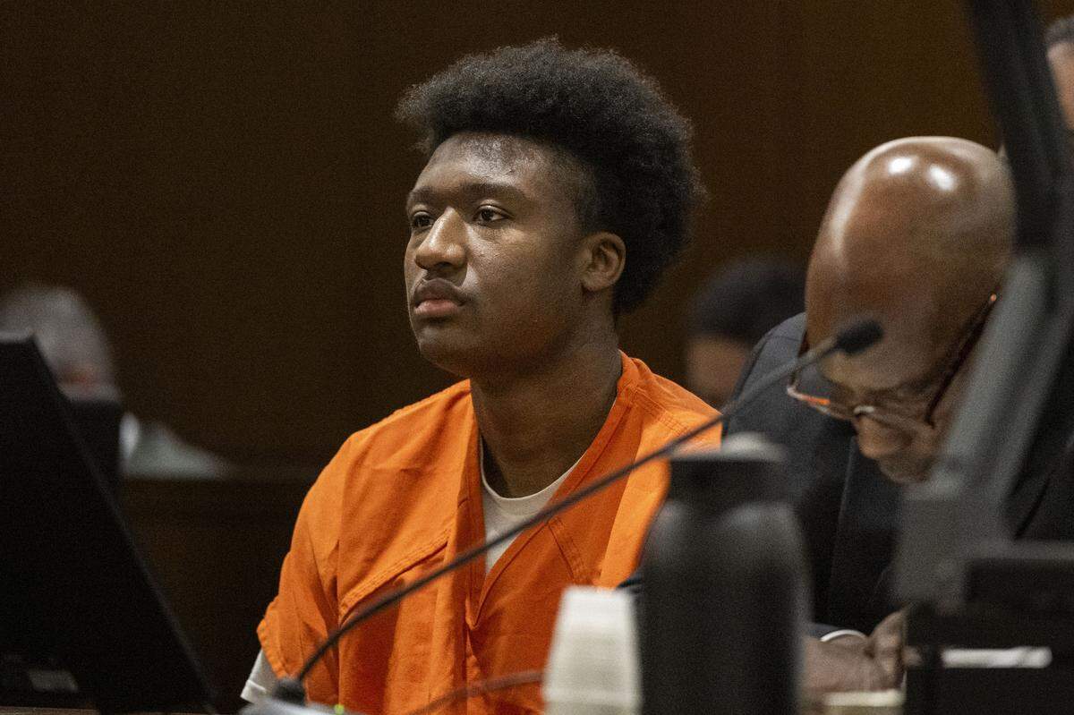 Amyis Ausar Coogler, 21, is sentenced by Sacramento Superior Court judge Ernest Sawtelle on Friday to the maximum of 40 years to life in prison for second-degree murder in the shooting death of Corey Shearer during a Rancho Cordova house party in August 2022.