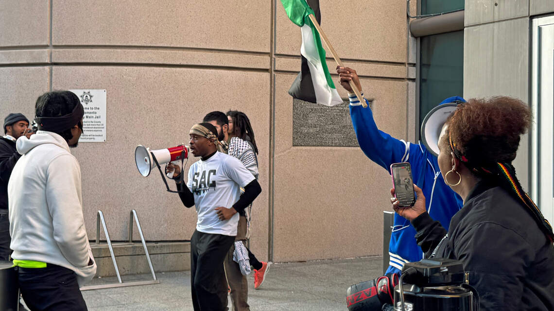 Two downtown Sacramento rallies seem an ocean apart, but call for justice unites protesters