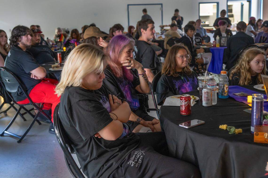 Shawn Jordan’s boyfriend Sal Eldridge, 17, left, Shawn’s mother Marie Martinez, center, and Shawn’s sister Lennox, 10, shed tears at a celebration of life memorial for him on July 28. Shawn died in June when he was hit by a car walking home on Walerga Road in North Highlands. Family members would like to see sidewalks installed to help prevent another death.