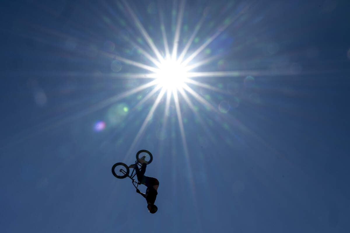 Athletes compete during the Stake BMX Dirt Best Trick event as a part of X Games Sacramento at Cal Expo in Sacramento on Sunday, June 28, 2026.
