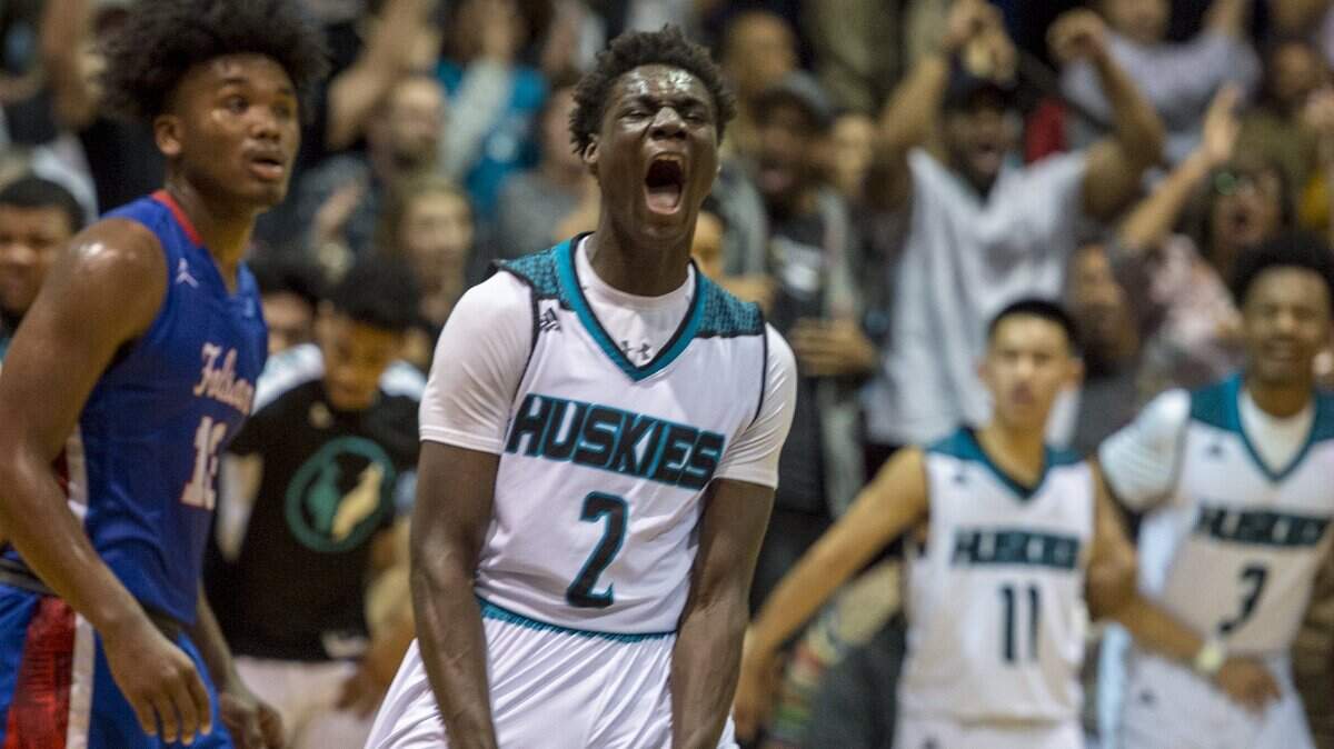 Sheldon guard Xavion Brown (2) reacts during the CIF NorCal Regional Open Division semifinal against Folsom on Tuesday at Cosumnes River College. No. 4 Sheldon won and will face No. 2 Bishop O'Dowd for the championship Saturday in Santa Clara.