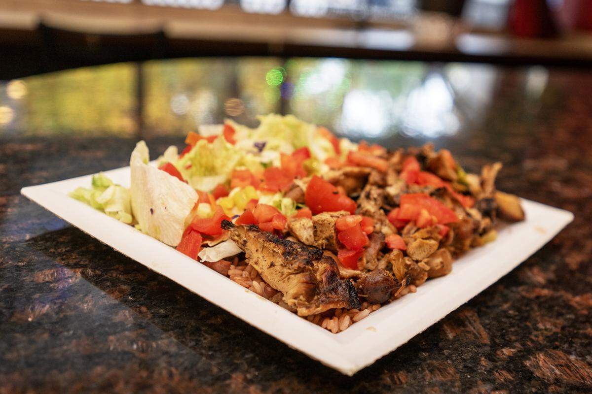 The jerk chicken plate served at Cafe Connection on Wednesday in Sacramento.