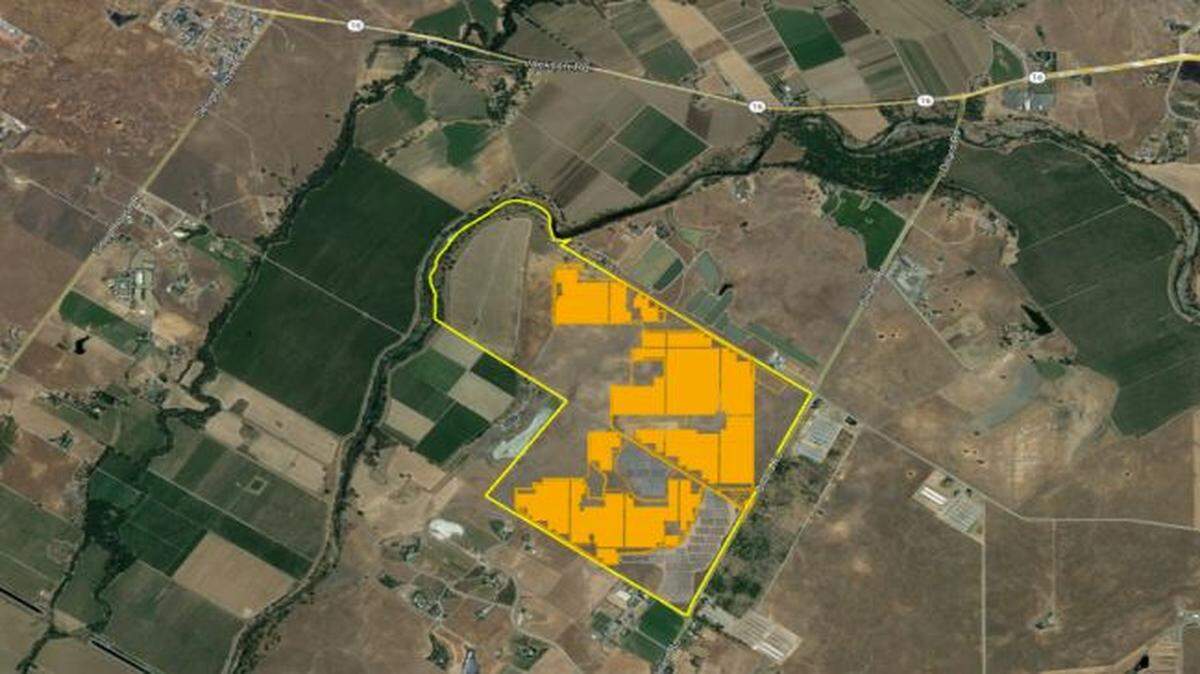 The planned project area for a 50-megawatt solar project, Sloughhouse Solar, being developed in Sacramento County with the Sacramento Municipal Utility District and D.E. Shaw Renewable Investments near Meiss and Dillard roads. County supervisors on Tuesday unanimously approved a permit for the project.
