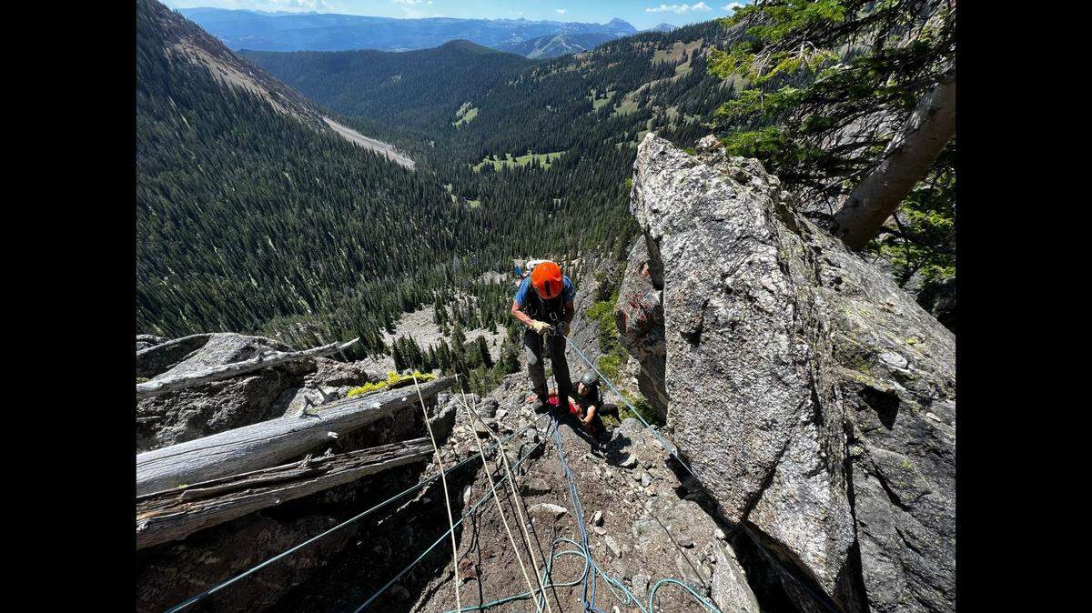 A rock climber, who was on a ledge 300 feet from the ground, called for help after seeing a friend fall 100 feet in Montana, rescue officials said. (Photo from Gallatin County Sheriff Search and Rescue)