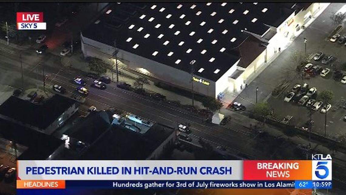 A man lighting fireworks in a Los Angeles street died Monday, July 3, after being flung through the air by a hit-and-run driver, California police say.