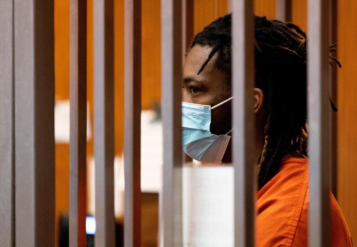 Shooting suspect Dandrae Martin appears in Sacramento Superior Court on April 5, two days after the shootout between rival gang members killed six.