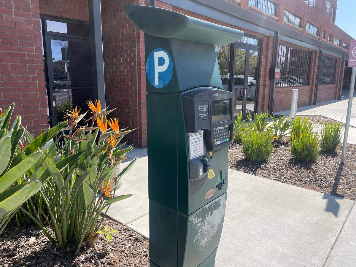 This multi-space pay station is located at 1600 Alhambra Blvd. in Sacramento on April 4, 2025.