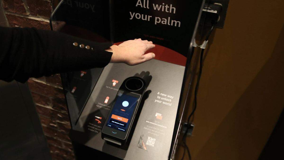 Customers can register their palm to enter and shop in the new grab-and-go Market Express located in the Hollywood Casino Friday, December 09, 2022, in Detroit.