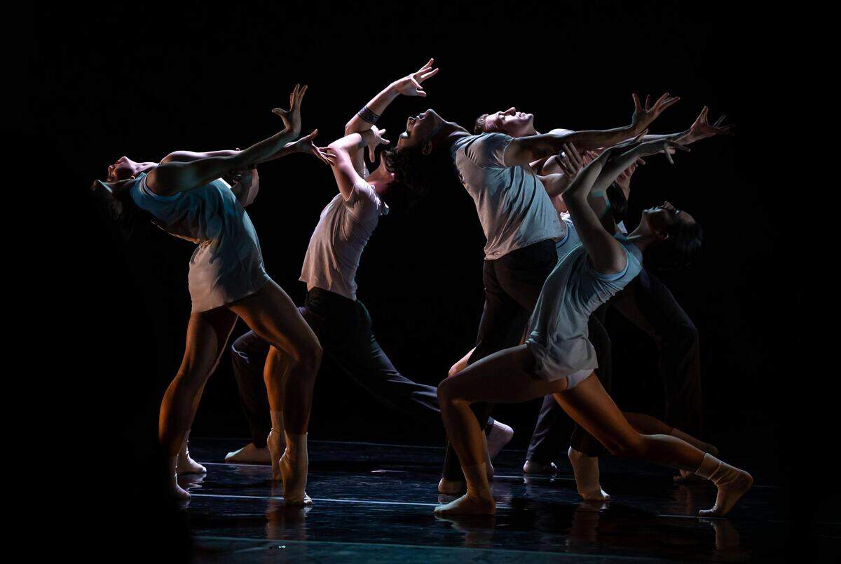 Dancers perform a piece choreographed by Isabella Velasquez called “In Blue” at Beer & Ballet, Sacramento Ballet’s season-closing showcase at SacBallet Studios on Wednesday, May 11, 2022, in midtown Sacramento. The series, which runs May 6-21, features 12 new works by company dancer-artists on the James Hargrove Outdoor Performance Stage, while event partner Bike Dog Brewery provides the local craft beer next to an array of food trucks.