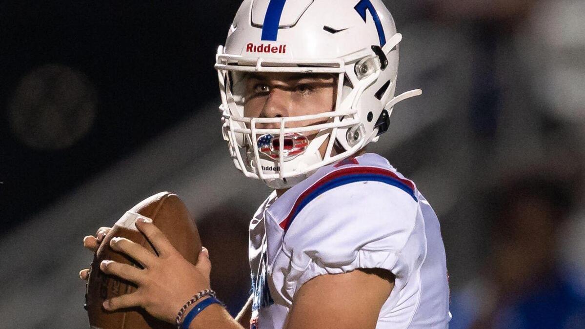 Folsom’s Tyler Tremain looks to pass in second quarter against Monterey Trail during the nonleague high school football game Friday, Aug. 20, 2021, at Monterey Trail High School in Elk Grove.