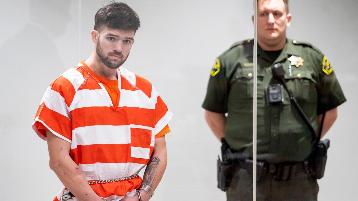 Jackson Pinney is appears in Placer Superior Court in Roseville on Monday on to face charges, including attempted murder, related to a two-city shooting spree last week.