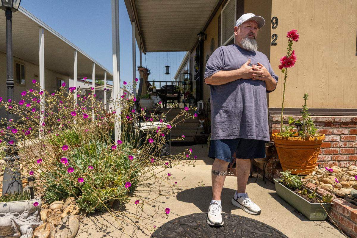 Lawrence Lindbergh, 52, a resident of Country Fair Estates in Dunnigan, talks in May about the care received from members of the Dunnigan Fire Protection District after a fall. Lindbergh said he’s concerned about the budget problems with the community’s fire department.