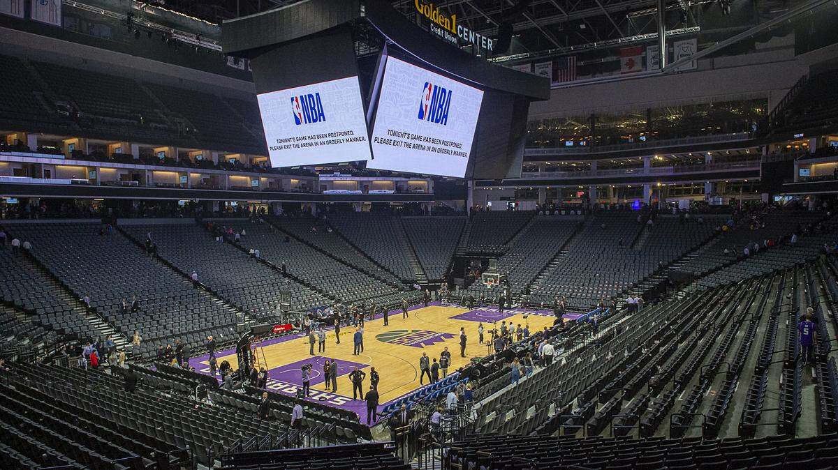 The stadium empties after the NBA suspends season after the Utah Jazz’s Rudy Gobert tests positive for coronavirus at the Golden 1 Center on Wednesday, March 11, 2020 in Sacramento.