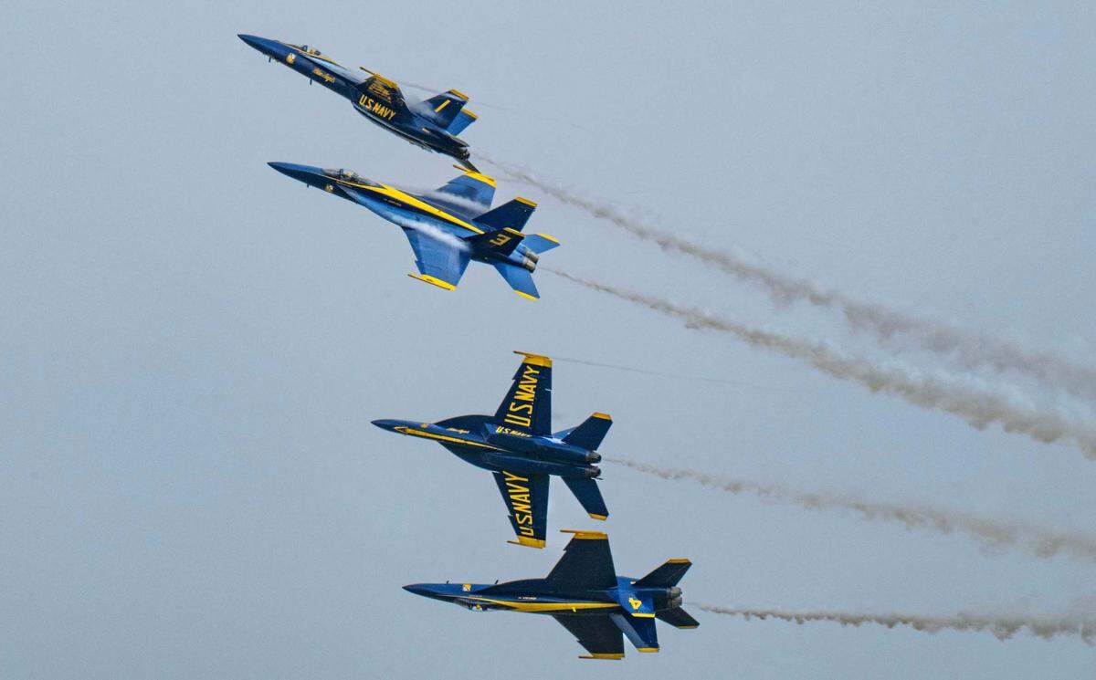 The U.S. Navy Blue Angels perform at the California Capital Airshow at Mather Airport on Saturday, March 22, 2025.