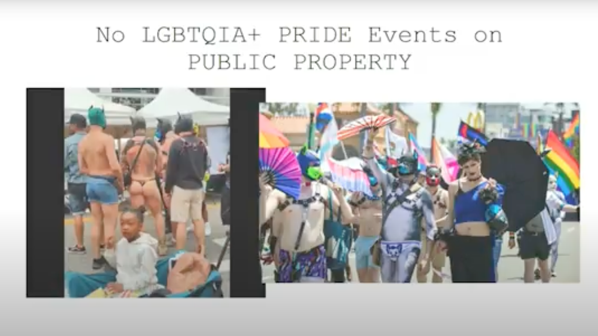 Opponents of a resolution acknowledging Gay Pride bombarded a July 9 San Luis Obispo County Board of Supervisors meeting with graphic photos and video shot in San Francisco. They implied that by passing the resolution, the county would be inviting public nudity and lewd behavior.