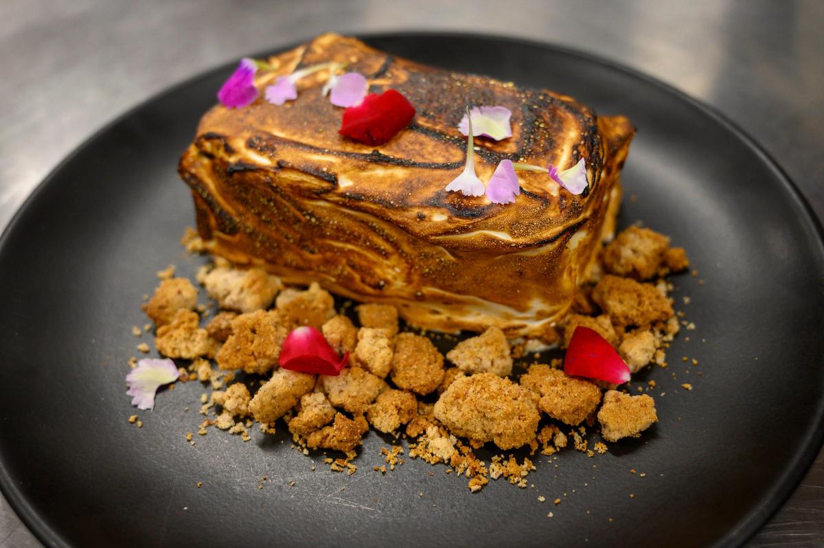 Baked Alaska dessert is ready for serving at Shangri-La in Fair Oaks.