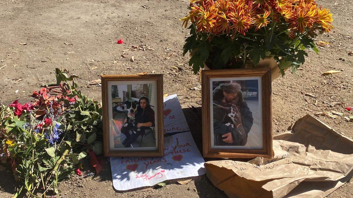 A memorial was set up for Kelvin Peterson, 30, who was found dead at a Safe Ground homeless camp in Sacramento on Tuesday, Oct. 12, 2021.
