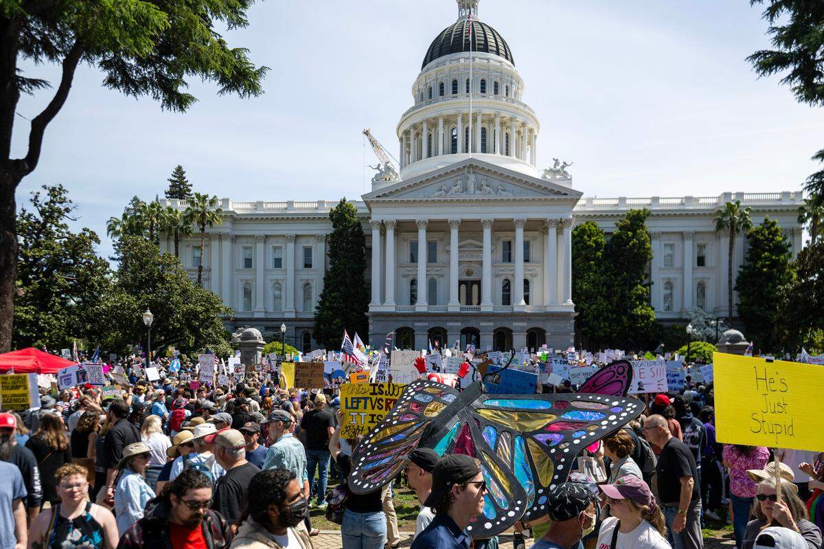 An estimated 5,000 people took part in the 50501 protest against the Trump administration at the state Capitol on Saturday.