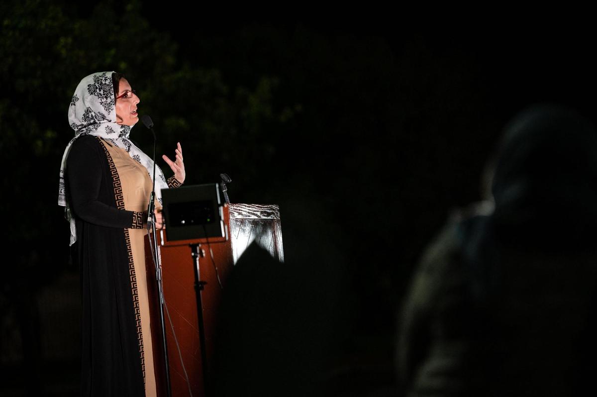 Gulshan Yusufzai, executive director of the Muslim American Society - Social Services Foundation, speaks during Voices of Change: Remembering the Victims and Healing the Community, at Masjid Annur Islamic Center on Wednesday, Oct. 14, 2020, in south Sacramento. MAS-SSF and the Council of Sacramento Valley Islamic Organizations co-hosted the event to honor the victims of the Arden Arcade shooting that left two dead and one injured before the gunman killed himself Oct. 30 at the East Market & Restaurant - Sharq.