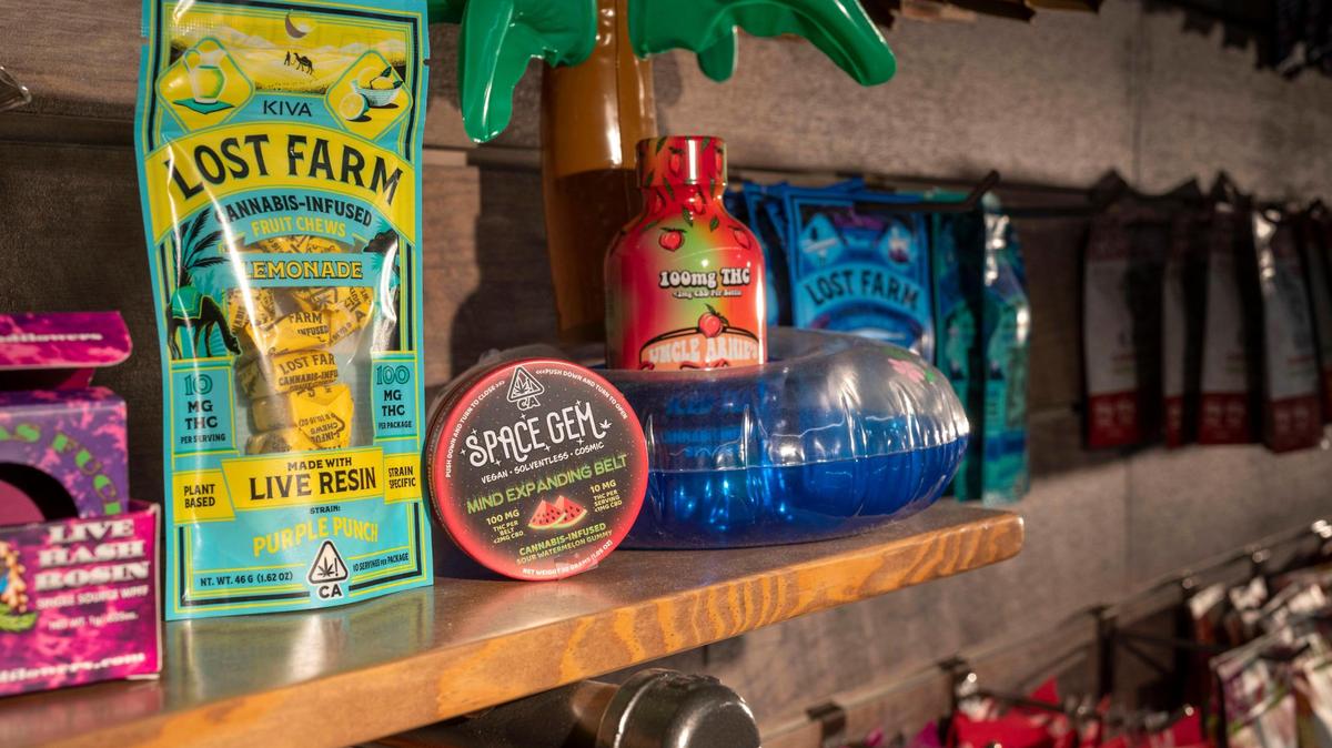A display at All about Wellness dispensary in midtown Sacramento shows the variety of cannabis-infused edibles available on the market on Tuesday, March 22, 2022.