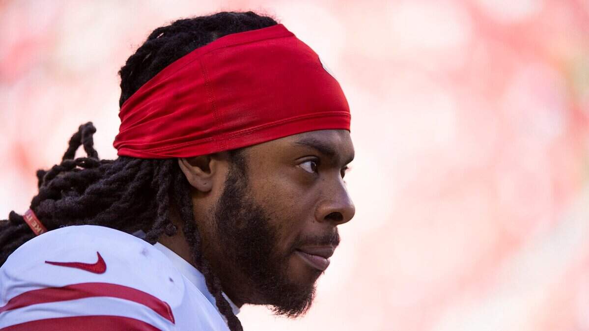 San Francisco 49ers cornerback Richard Sherman (25) watches game from the sidelines during a game at Levi’s Stadium on Sunday, October 27, 2019 in Santa Clara.