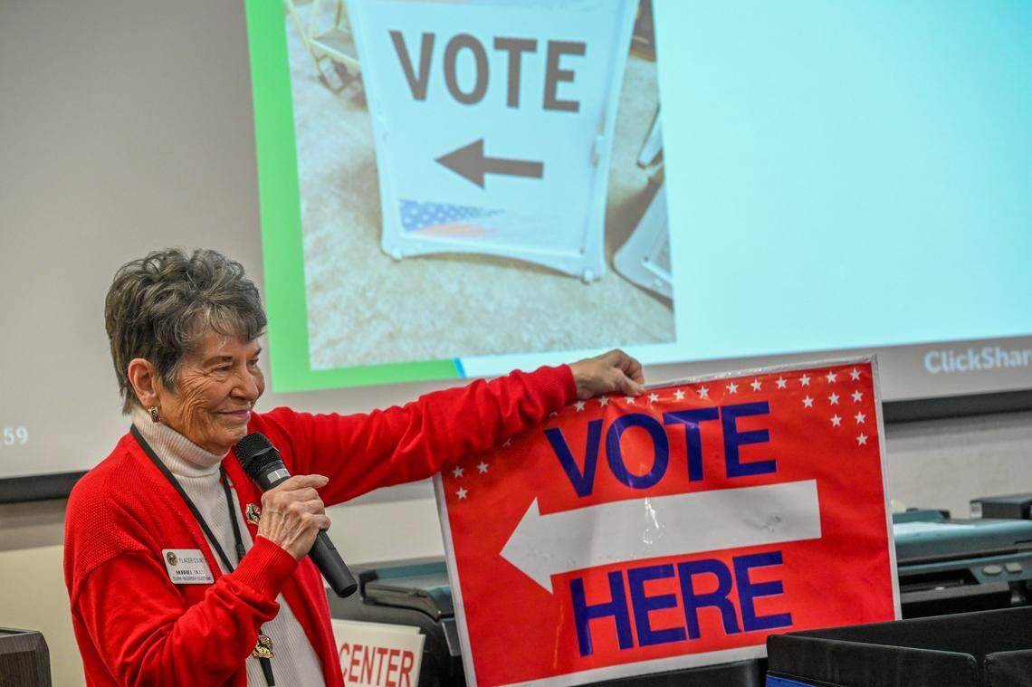 Placer County Elections representative Murriel Oles, 80, gave a detailed presentation in Rocklin on Friday, March 1, 2024, of the new election process and how it impacts voters.