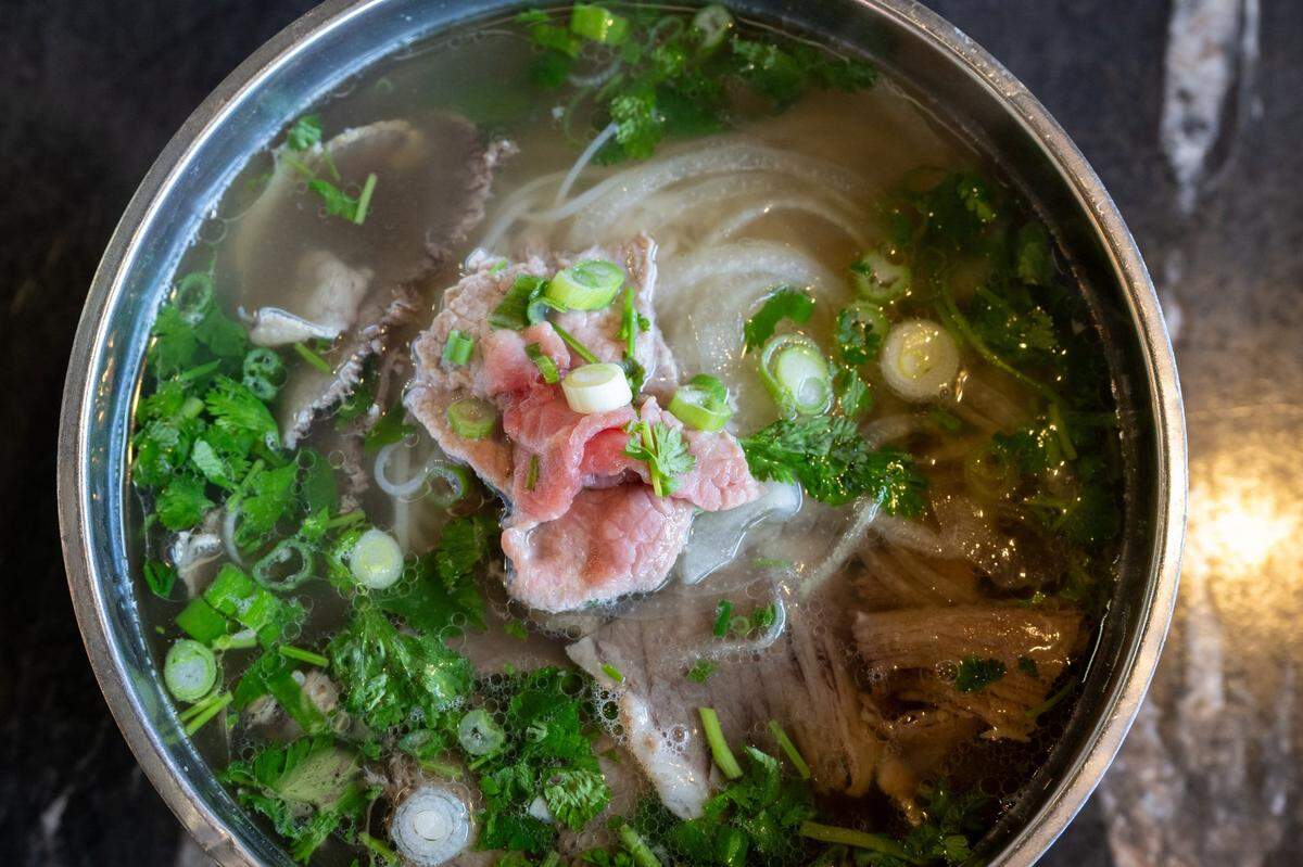 The pho with brisket and lean beef at Pho Momma.