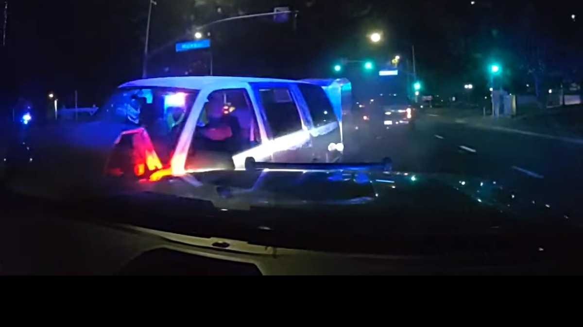 A man, 50, allegedly collides head on with a Folsom Police Department vehicle on Saturday, Sept. 2, 2023. Following the collision, a suspect was arrested in connection with vehicle theft, a felony hit-and-run and resisting arrest.