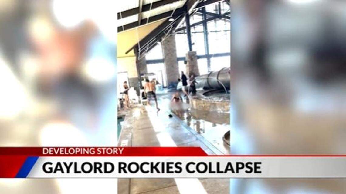 Huge ventilation ducts fell into an indoor pool at the Gaylord Rockies Resort & Convention Center, injuring six people, Colorado firefighters say.