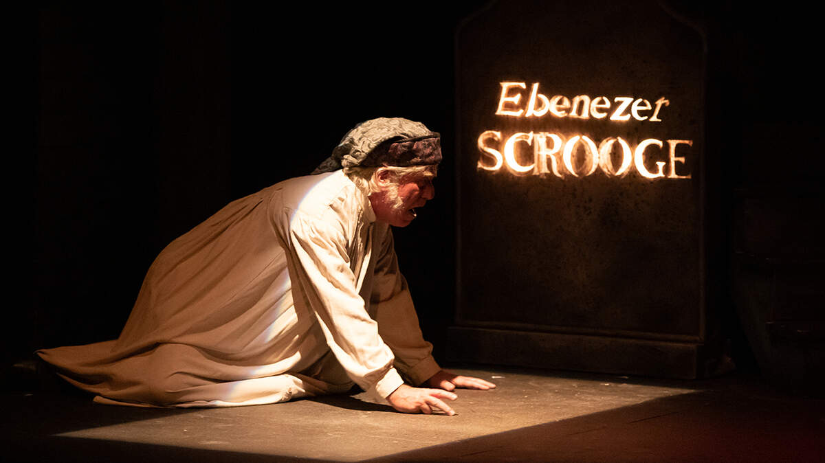 Matt K. Miller plays Ebeneezer Scrooge in Sacramento Theatre Company’s “A Christmas Carol” in 2018.