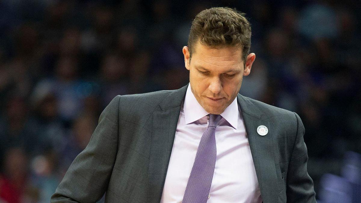 Kings head coach Luke Walton paces the floor during final minutes of the Kings 122-112 loss to the Portland Trailblazers at the Golden 1 Center on Friday, October 25, 2019.