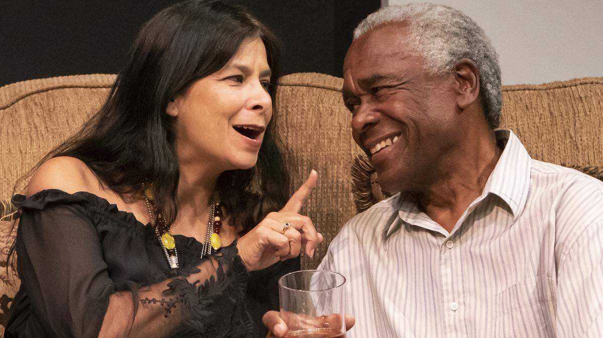 Dena Martinez plays the Church Lady and James Wheatley plays Pops in Capital Stage’s “Between Riverside and Crazy.”