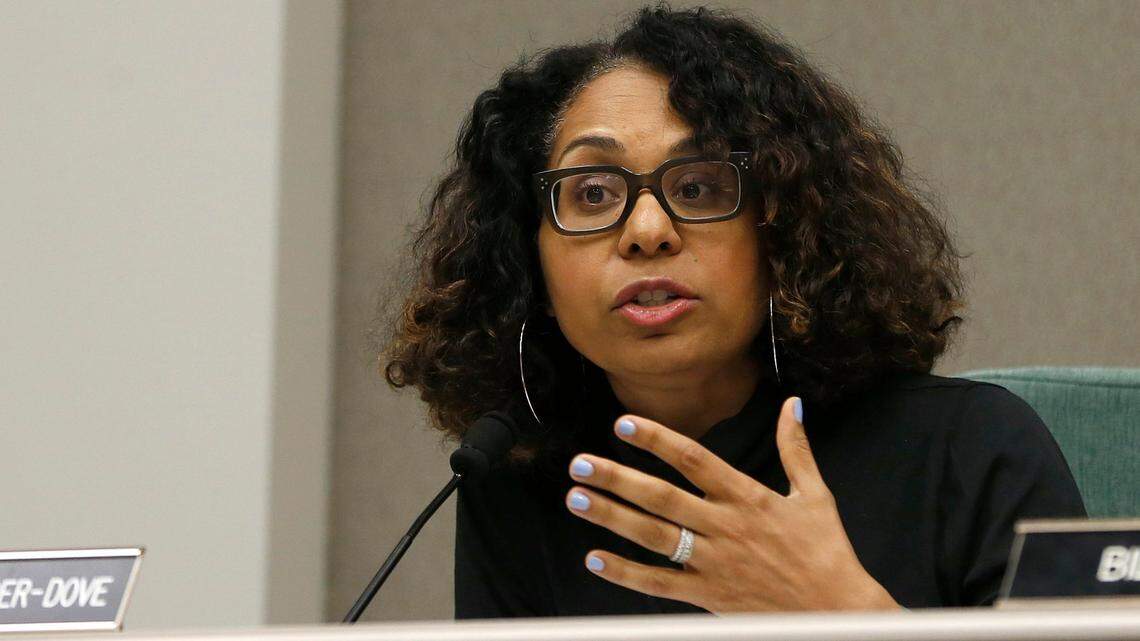 FILE - In this April 9, 2019, file photo, Assemblywoman Sydney Kamlager D-Los Angeles, a member of the Assembly Public Safety Committee, gestures during a hearing in Sacramento, Calif. Los Angeles County voters were favoring Kamlager in a special election to replace former state Sen. Holly Mitchell, who left in mid-term for the county board of supervisors. Early election returns Tuesday, March 2, 2021, showed Kamlager, with an edge in the seven-candidate field in the 30th Senate District. (AP Photo/Rich Pedroncelli, File)