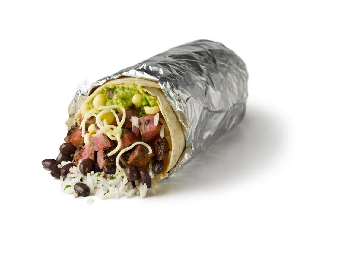 A steak burrito at Chipotle Mexican Grill.