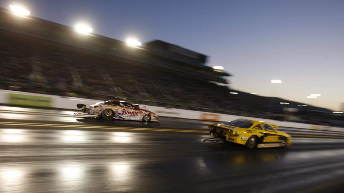 Pro Stock cars race during an NHRA event in 2010 in Sonoma. The NHRA Sonoma Nationals Mello Yello Drag Racing event, scheduled for July 24-26, is postponed due to coronavirus concerns.