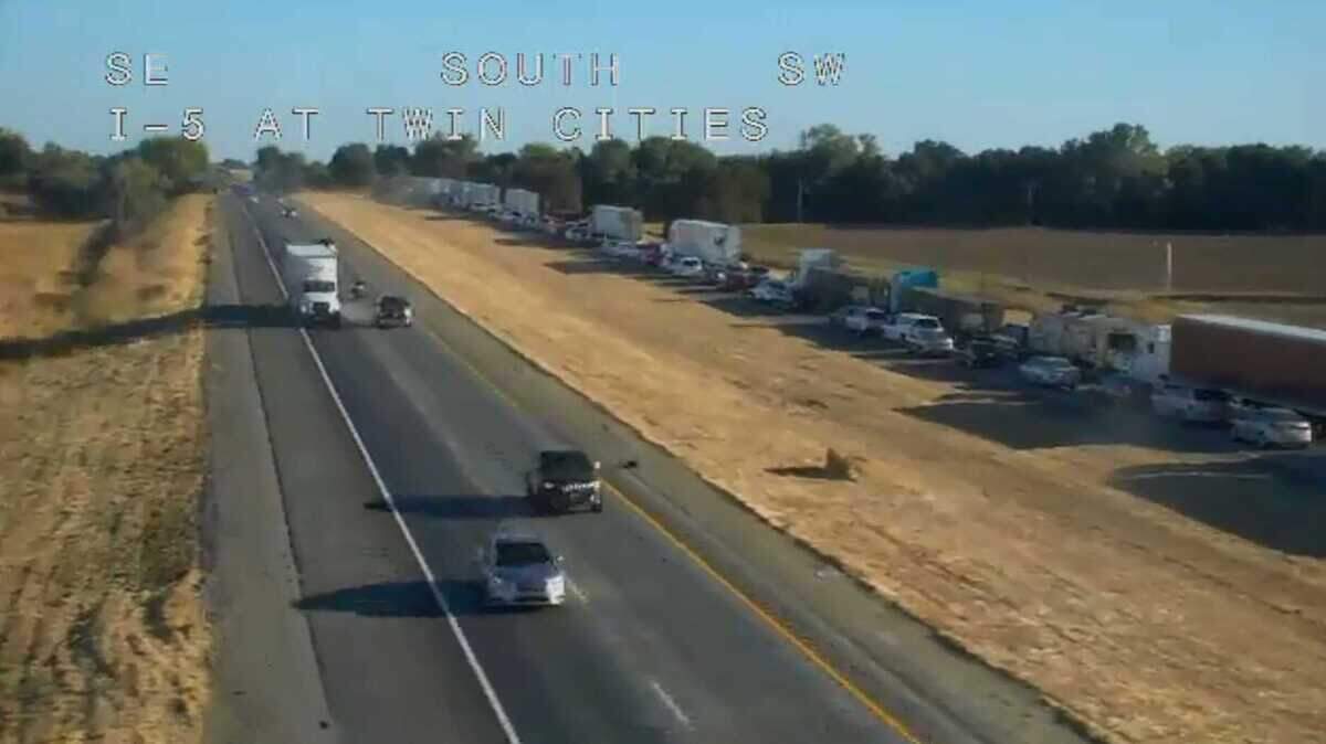 Highway 99 southbound at Twin Cities Road is backed up Saturday afternoon after a vehicle collision, according to the California Highway Patrol. The closure is just north of the San Joaquin County line.

