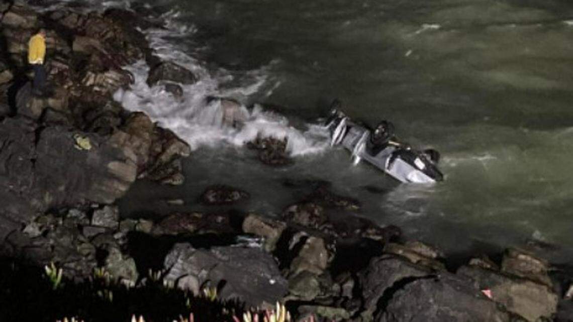 Two people died when a pickup truck plunged off a cliff into the ocean Friday, April 29, at Pescadero State Beach in Northern California, officials say. A third may be missing.