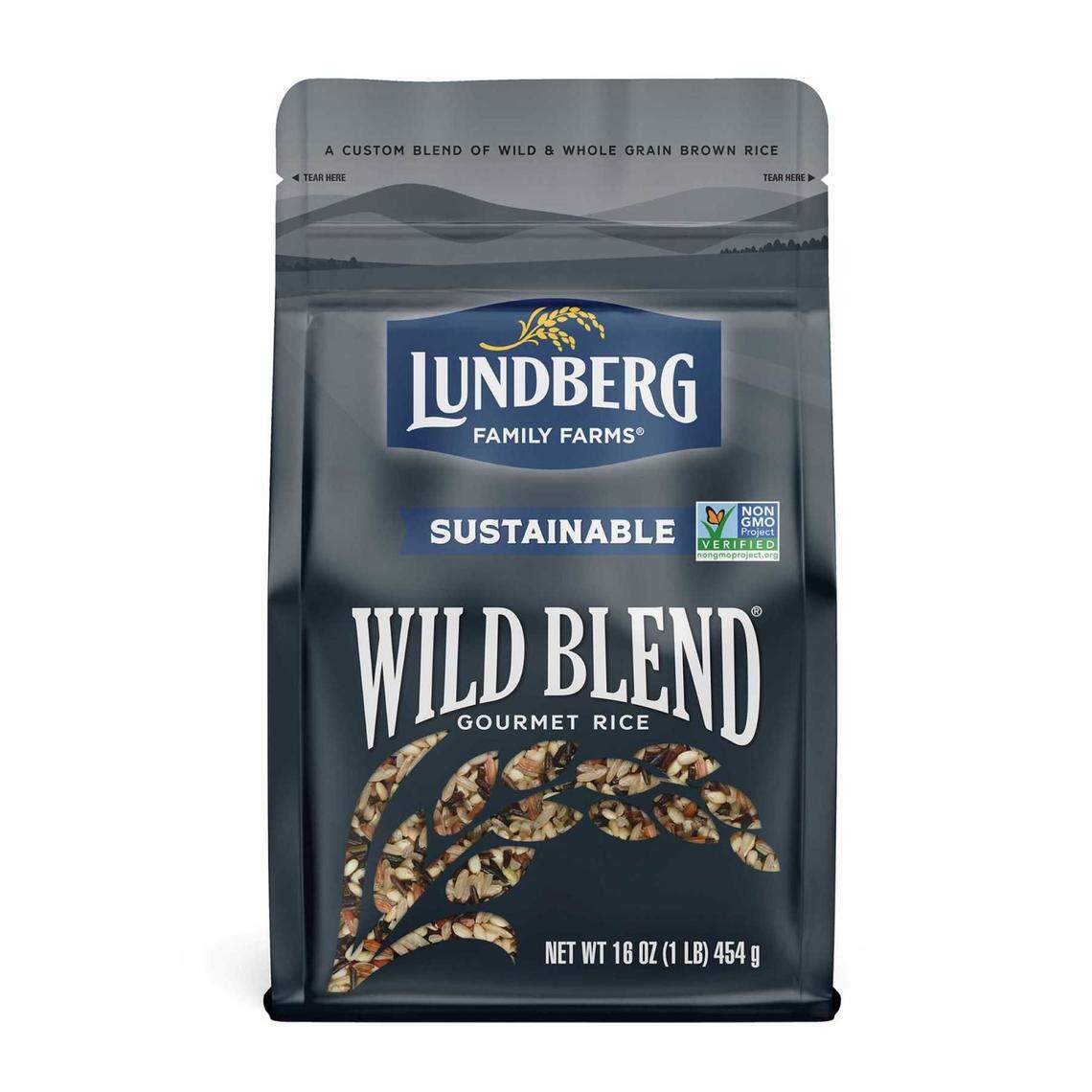 A one-pound bag of Lundberg Family Farms Sustainable Wild Blend Rice. A lot of the product, around 27,000 bags, were recalled because they may contain a foreign object that “appears to be of rodent origin.”&nbsp;