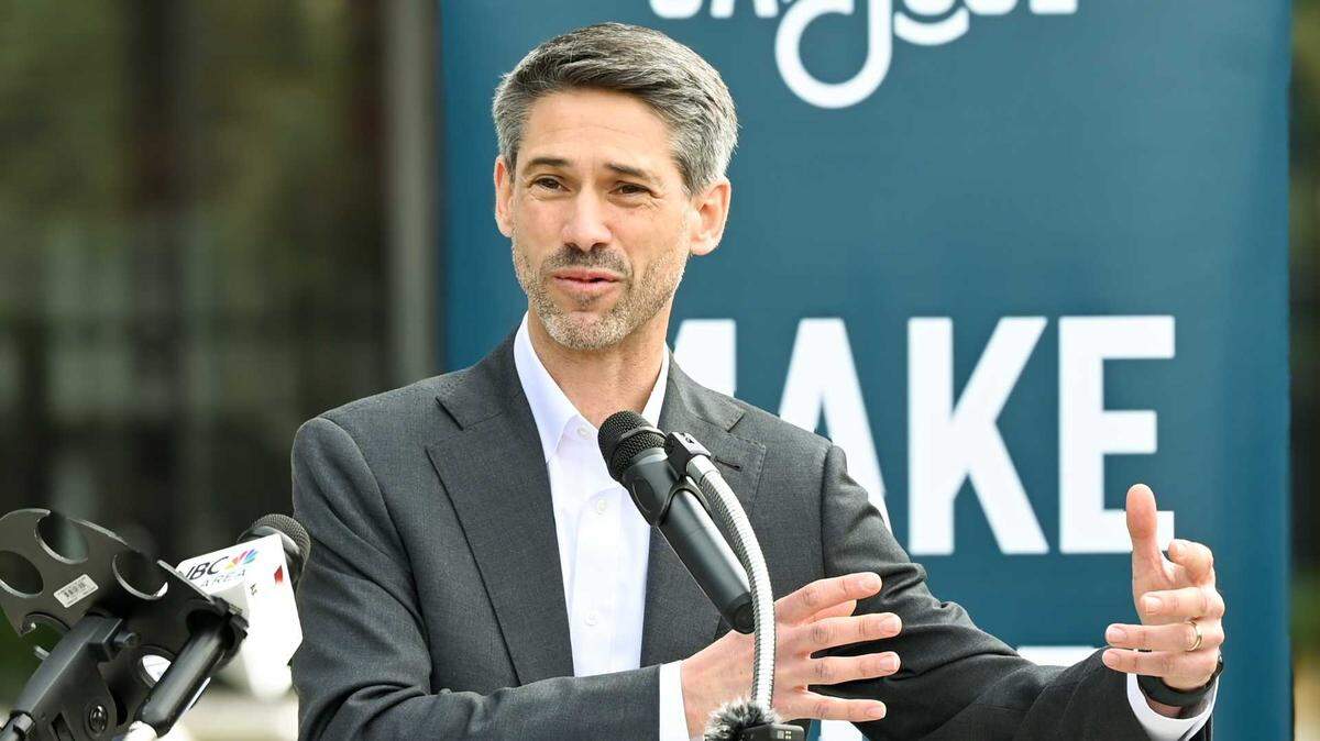 San Jose Mayor Matt Mahan speaks at the opening of a data center in San Jose in 2025. Mahan announced Thursday, Jan. 29, 2026, that he is running for governor of California, joining a crowded field ahead of the June primary.