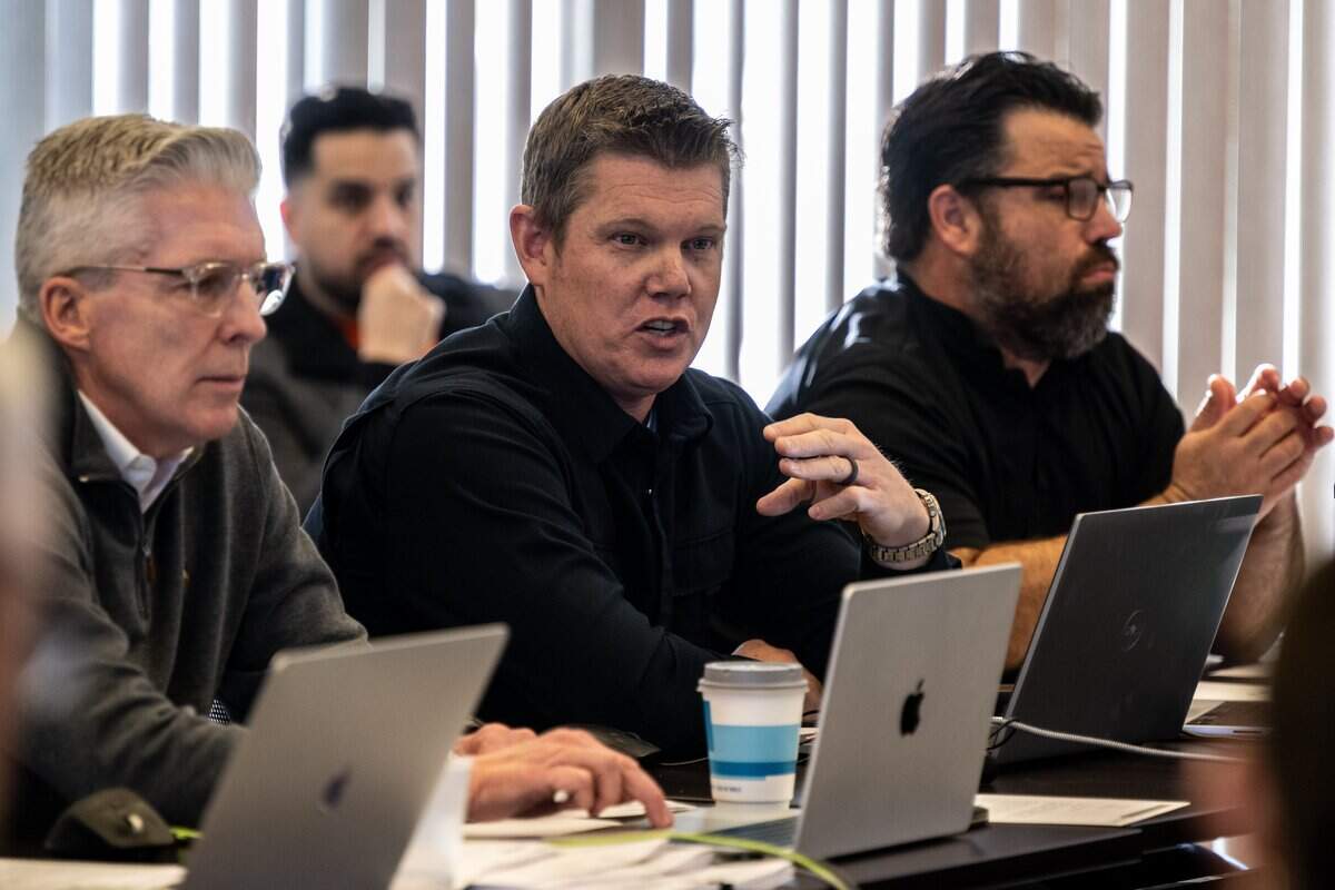Sites Project Authority engineering and construction manager JP Robinette gives a presentation during a Sites Reservoir Project meeting in Maxwell on Friday.