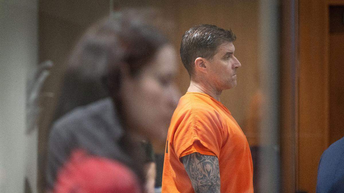 Daniel Serafini, right, listens to during his arraignment on Monday, June 3, 2024 with Samantha Scott, left, at Placer Superior Court.