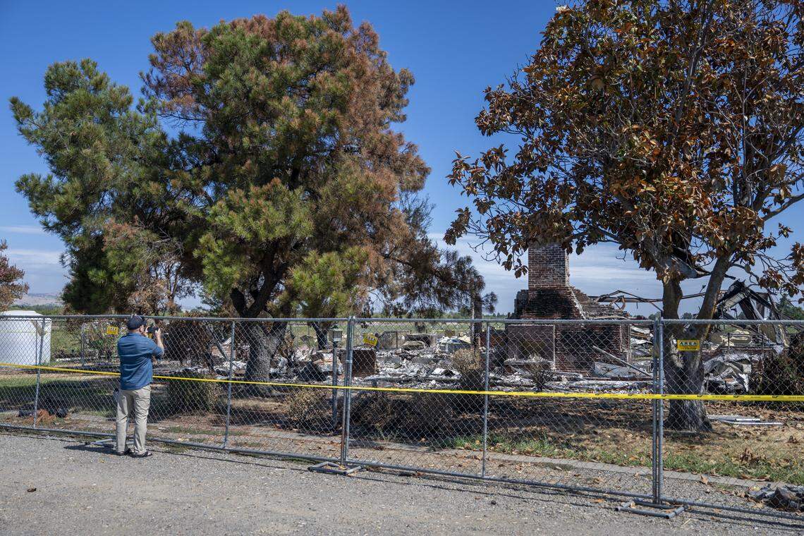 Kurt Obermueller, an Esparto resident, looks at the reminants of the Devastating Pyrotechnics facility in Esparto on July 21.