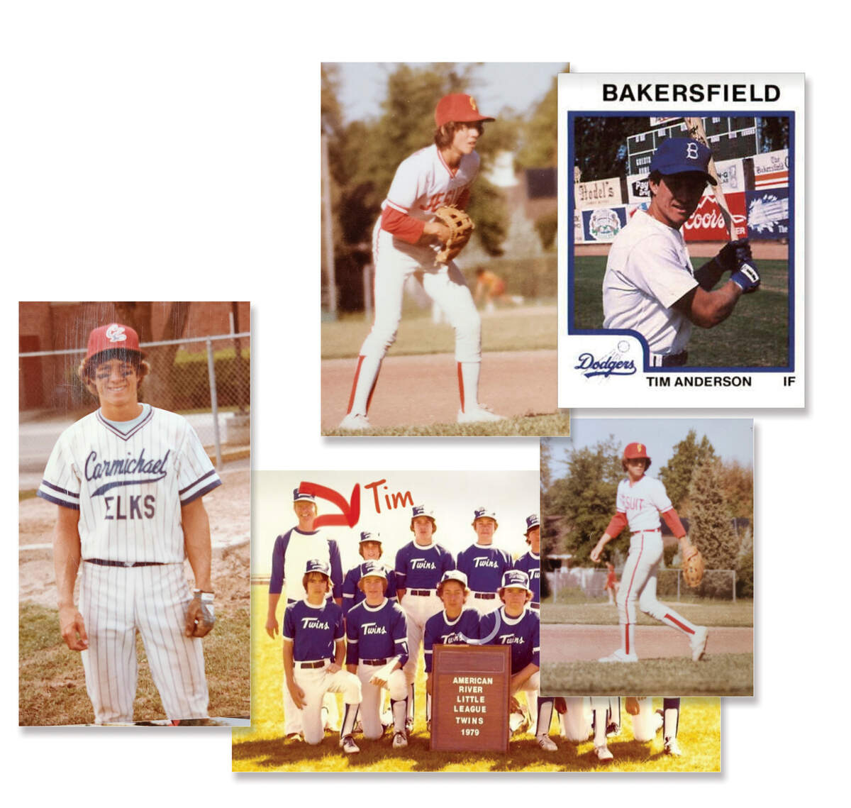 Tim Anderson grew up playing baseball in the Sacramento region: American River Little League, American Legion, Jesuit High School and Sacramento City College. He was drafted by the Los Angeles Dodgers and played in their minor league system.