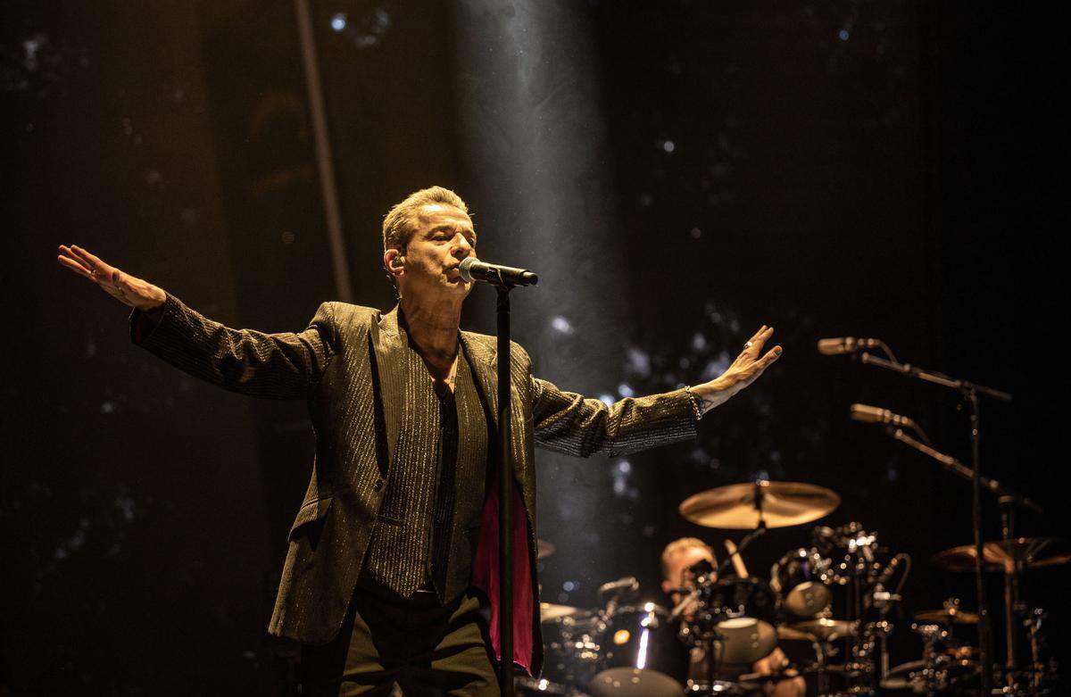 Depeche Mode vocalist Dave Gahan sings during the sold-out concert at Golden 1 Center on Thursday, March 23, 2023, the first show of the band’s “Memento Mori” world tour.